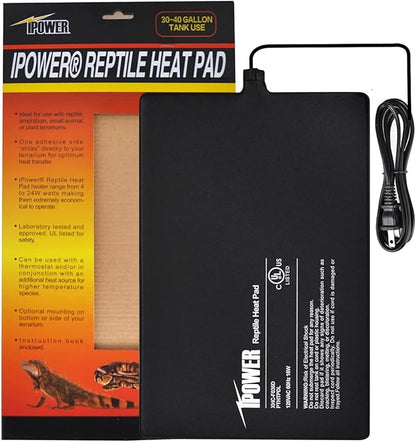 iPower 8 by 12-Inch 16W Reptile Heat Mat, Under Tank Warmer Terrarium Heat Pad for Turtles Lizards Frogs and Other Small Animals, Multi Sizes