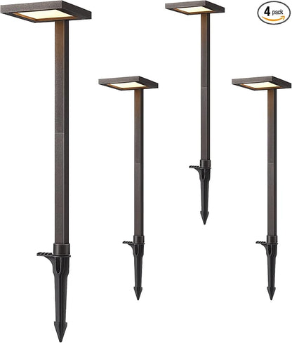EDISHINE Low Voltage Landscape Lighting, 5.6W 151LM 3000K 50,000 Hrs Waterproof LED Pathway Lights, 12V Aluminum Outdoor Landscape Lighting with Connectors for Yard, Garden, Walkway, 4 Pack
