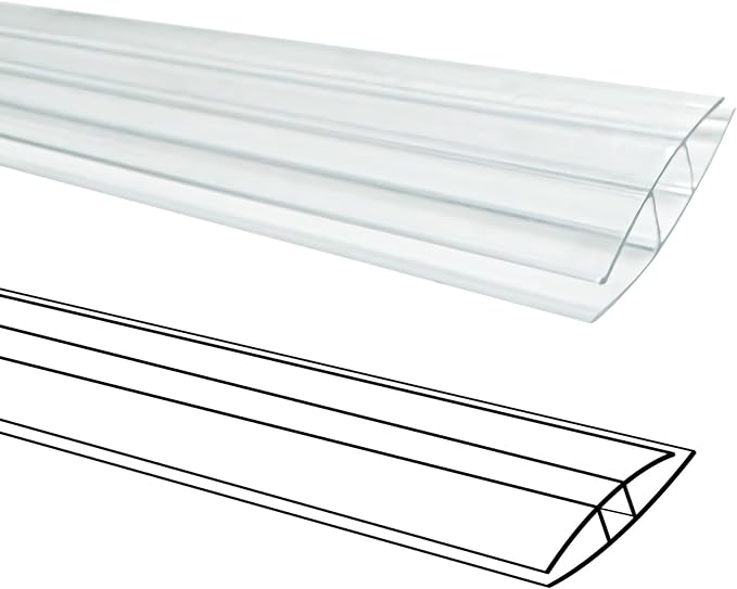 10 PCS Polycarbonate Greenhouse H-Clip Connectors 4ft Length, Fits 0.16’’ & 0.24’’ Twin-Wall Polycarbonate Panels Duty Dust, Rain & Moisture Protection Durable (H-Clip 4' × 1.57’’ × 0.24’’)