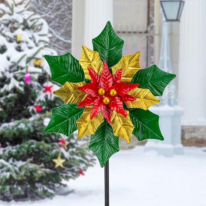 Viveta Christmas Outdoor Wind Spinners, Garden Wind Spinner, Festive Windmill for Yard Garden, Christmas Decorations Outdoor