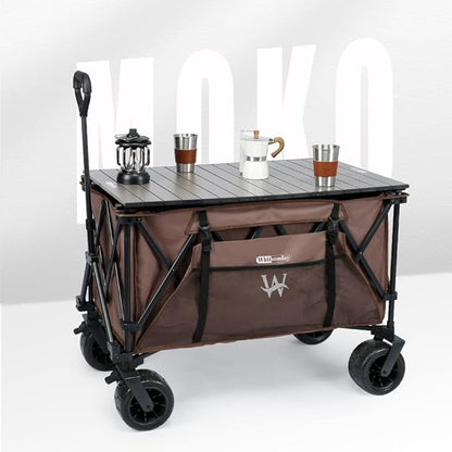 Whitsunday Beach Wagon Cart, 440Lbs Heavy Duty Folding Wagon with All Terrian Wheel, Collapsible Utility Camping Park Wagon Cart with Aluminum Tabletop