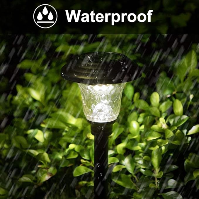 BEAU JARDIN Solar Pathway Lights 8 Pack Bright White Color Changing Fixed Color Solar Powered Light Outdoor Waterproof Glass High Lumen for Garden Landscape Path Yard Walkway Patio Driveway Outside