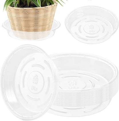 Plant Saucer 40 Pack Plant Trays for Pots 8 Inch Plastic Plant Saucers for Outdoors and Indoors Clear Drip Trays for Potted Plants Flower Pot Plates to Catch Water Plant Drainage Dishes No Holes