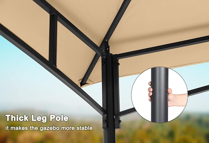 MASTERCANOPY Outdoor Garden Gazebo for Patios with Stable Steel Frame and Netting Walls (10x12,Beige)