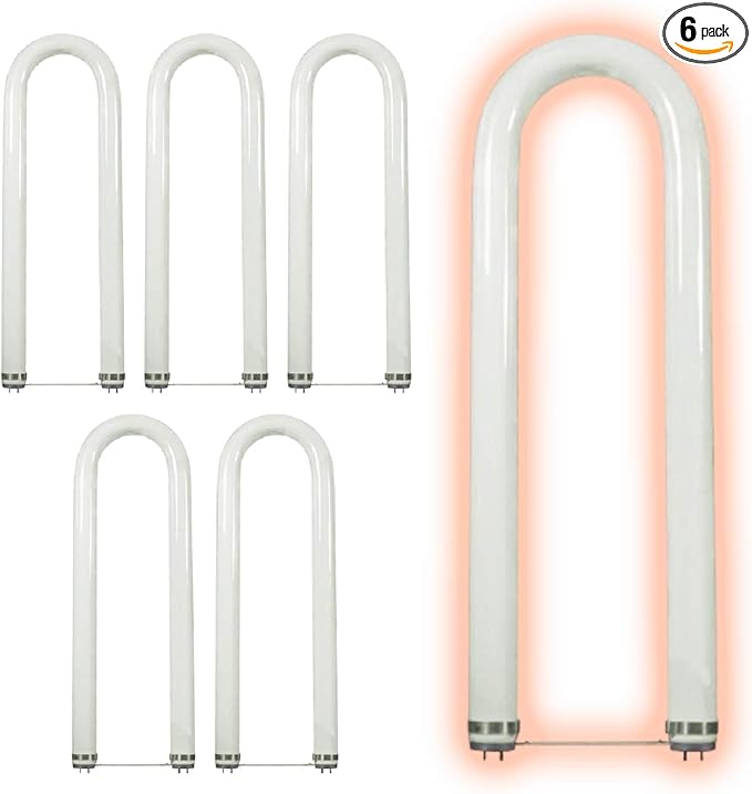 GoodBulb 132-Watt 6 Inch T12 Fluorescent U-Bend Light Bulb 4100K Cool White Light Color Medium Bi-Pin Base High Output 8360 Lumens 10000 Life Hours 62 CRI Pack of 6 Bulbs