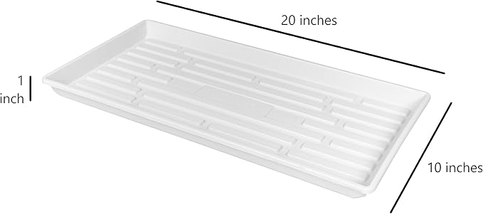 SUNPACK 10" x 20" Heavy Duty Shallow Plastic Seed Starting Tray, White, 1" (Pack of 10) - No Drainage Holes, Perfect for Greenhouses or Indoor Gardening