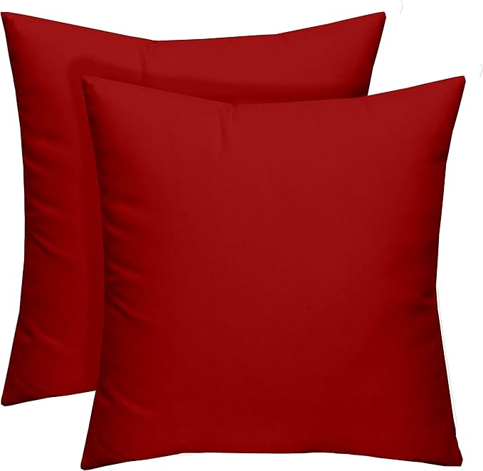 RSH DECOR: Square Throw Pillows Set of 2 | 20” x 20” | All-Weather Spun Fabric | Water and Fade-Resistant | Outdoor Accent Pillows for Patio Furniture | Red