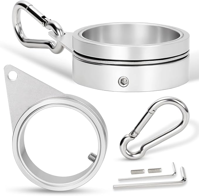 2" Large Flag Pole Rings, 2 Pcs Aluminum Alloy Spinning Flag Pole Ring Clips Swivels, 360° Rotating Anti Wrap Flagpole Ring Hardware with Stainless Steel Carabiners for 1.6-2" Diameter