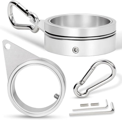 2" Large Flag Pole Rings, 2 Pcs Aluminum Alloy Spinning Flag Pole Ring Clips Swivels, 360° Rotating Anti Wrap Flagpole Ring Hardware with Stainless Steel Carabiners for 1.6-2" Diameter