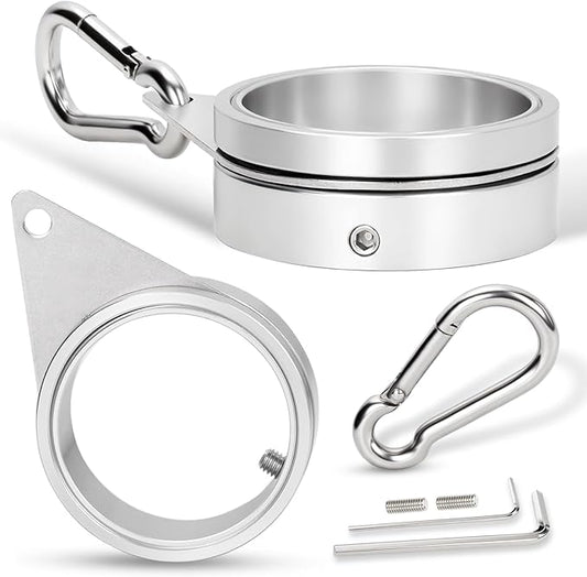 2" Large Flag Pole Rings, 2 Pcs Aluminum Alloy Spinning Flag Pole Ring Clips Swivels, 360° Rotating Anti Wrap Flagpole Ring Hardware with Stainless Steel Carabiners for 1.6-2" Diameter
