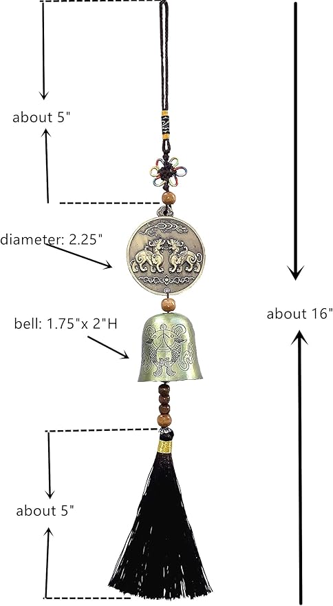 Traditional Lucky Feng Shui Wind Chime Bell Hanging Ornament Decoration for Protection Success Peace and Wealth (Pi Yao)