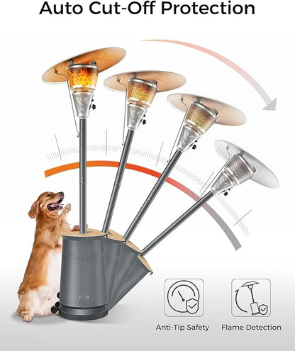 50,000 BTU Patio Heater for Outdoor Use With Adjustable Heat Focusing Top, Portable Propane Patio Heater with Wheels, Stainless Steel Burner for Porch Deck Garden (Grey)
