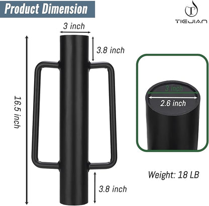 Fence Post Driver T Post Pounder with Handle 18 LB, Heavy Duty Hand Post Rammer for Wooden Posts/U-Channels/Fence Posts, 16 Inch Post Hole Digger (Black)