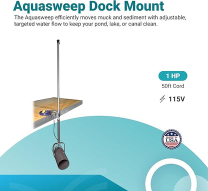 Scott Aerator 1 Horse Power, 115V Muck Blaster - 50ft Cord | 1HP Aquasweep w/Dock Mount | Water Circulator | Water Agitator | Water Mover | Muck Blower