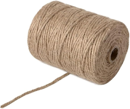 4mm 100 Feet Natural Jute Twine, for Crafts Gift, Craft Projects, Wrapping, Bundling, Packing, Holiday Packaging Twine, Gardening and More, Jute Rope to Use Around The House and Garden