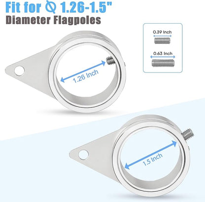 1.5" Flag Pole Rings, 2 Pcs Aluminum Alloy Spinning Flag Pole Ring Clips Swivels, 360° Rotating Anti Wrap Flagpole Ring Hardware with Stainless Steel Carabiners for 1.26-1.5" Diameter