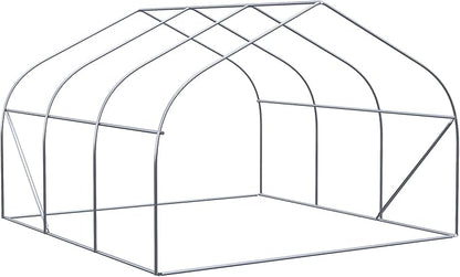 Outsunny 11.5' x 10' x 6.5' Walk-in Greenhouse, Tunnel Green House with Zippered Mesh Door and 6 Mesh Windows, Gardening Plant Hot House with Galvanized Steel Frame, White