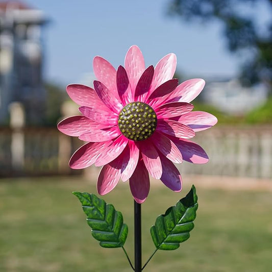 Viveta Wind Spinner Outdoor, Decorative Wind Sculpture wtih Sturdy Stake,Pink Pinwheels for Yard and Garden