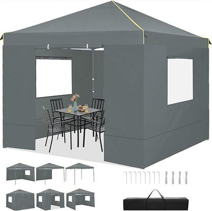 COBIZI Canopy Tent, 10x10 Pop Up Canopy Tent with Sidewalls and Roll-up Ventilated Windows with Mosquito net, Ez Outdoor Commercial Instant Gazebo Tent for Party Waterproof with Carrybag