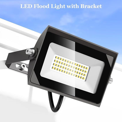 dephen 30W LED Flood Lights Outdoor with Bracket Mount, 3450Lumen 120V Security Lighting, 5000K IP65 Waterproof Wall Pack Floodlight for Garden Yard Patio Porch (UL-Listed)