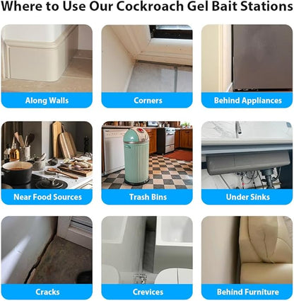 36 Pack Roach Killer Indoor Infestation Roaches Gel Bait Stations, Powerful Cockroach Killer Indoor Home for Roach Infestation, Long-Lasting & Effective Cockroach Gel Bait, Easy to Use & No Mess