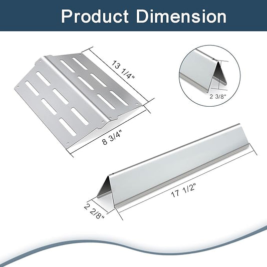 17.5" Flavorizer Bars and 13.26" Heat Deflectors for Weber Genesis 300 Series Grills with Front Control Knob, Genesis S310 S320 S330 E310 E320 E330,for Weber 7620 7621