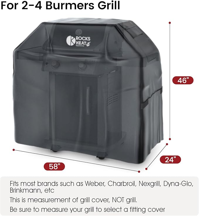 Grill Cover 58 inch Cover for Outdoor Grill 600D Heavy Duty BBQ Cover Waterproof, Weather Resistant & Fade Resistant Gas Grill Cover for Weber Charbroil Nexgrill Dyna-Glo Brinkmann
