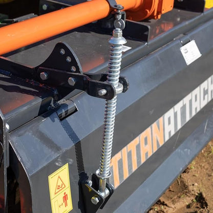 Titan Attachments 3 Point 72" Rotary Tiller Attachment Fits Cat 1 Tractors, Charcoal Finish, Single Speed PTO Driven Cultivator with a 540 RPM Gearbox, Replaceable L-Shaped Tines Work 5" Deep
