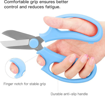 Housolution Flower Scissors, Strong Floral Shears, Premium Steel Garden Pruning Shears Floral Fruits Leaf Scissors Hand Pruner Snip Trimming Tool for Gardening Flower Arrangement, Light Blue