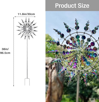 Wind Spinner，3D Patio and Garden Decor Outdoor Art Outside Decorations，Lawn Art Kinetic Windmill Craft Decorative Gift Women Mom Grandma Wife (Silver)