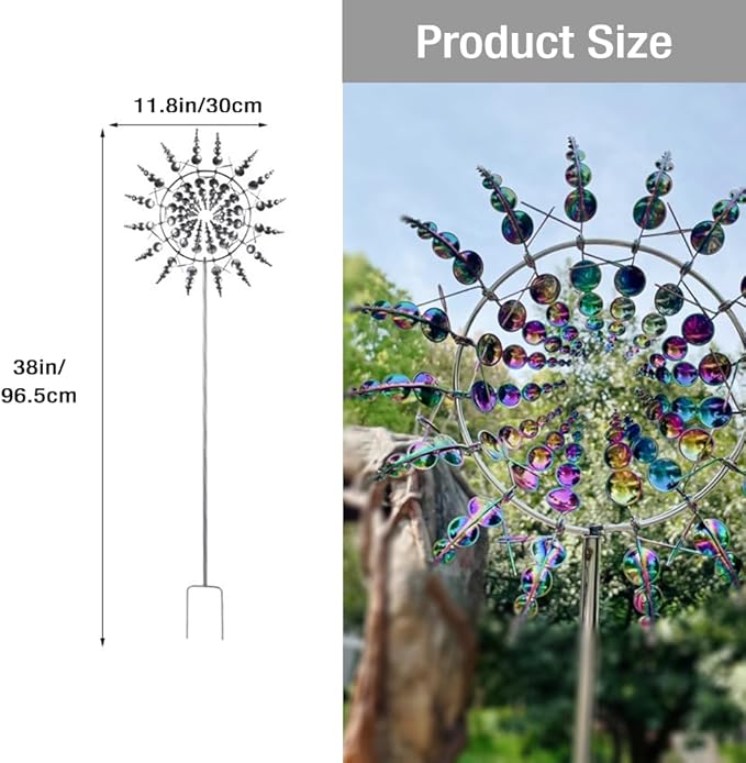 Wind Spinner，3D Patio and Garden Decor Outdoor Art Outside Decorations，Lawn Art Kinetic Windmill Craft Decorative Gift Women Mom Grandma Wife (Colorful)