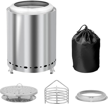 Tabletop Fire Pit 9.7 x 7.1 Inch with Removable Ash Pan, Smokeless Firepit Camping Stove with Bag for Outdoor Safe Burning Firepits, Stainless Steel Wood Burning Fire Pits for Heating, Bonfire