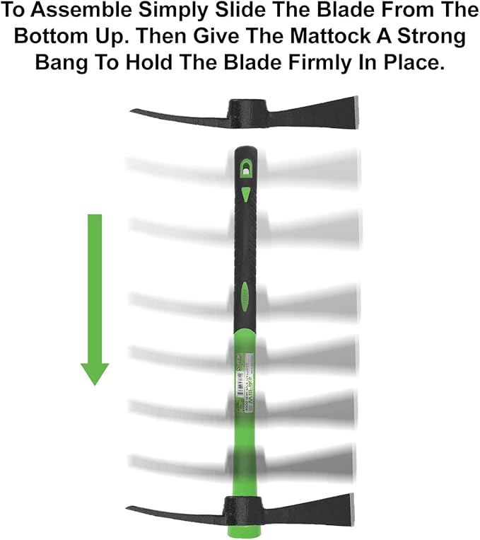 WilFiks Cutter Mattock, 15" Heavy Duty Pick Axe with Forged Heat Treated Steel Blades, Adze Hoe for Weeding, Prying and Chopping, Digging Tool with Anti-Slip Grip, Ergonomic Shock Reduction Handle