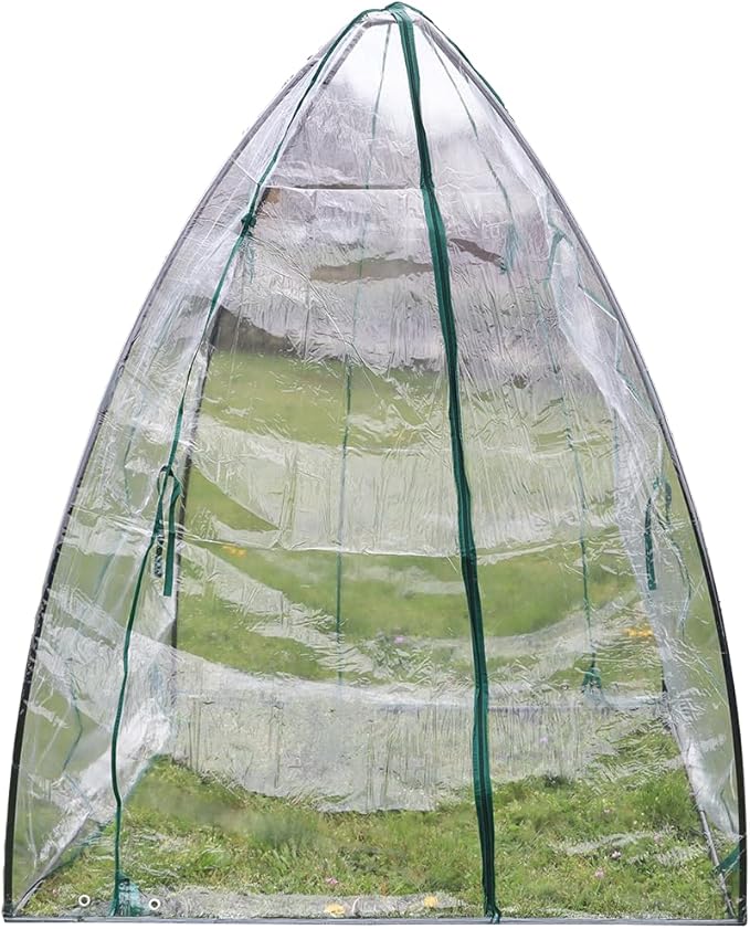 Winter Greenhouse Grow Tent SH3287 Portable Garden DIY Mini Green House Kit Steel Frame, Transparent Cover, 55.1 x 55.1 x 70.9-inches