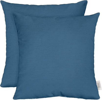 RSH DECOR: Sunbrella Square Throw Pillows Set of 2 | 17" x 17" | Water and Fade-Resistant Performance Fabric | Outdoor Pillow Covers with Down-Alternative Inserts | Canvas Regatta