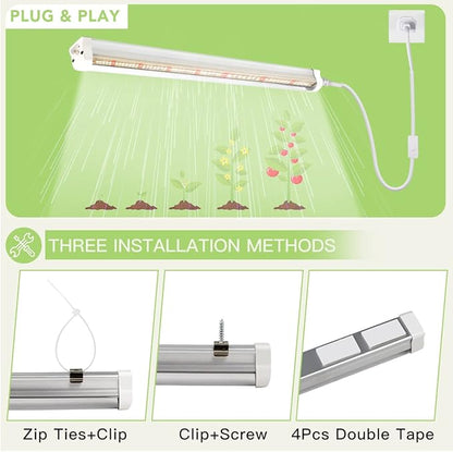 T5 LED Grow Lights, 306-Bulbs 5000K White Full Spectrum Plant Growing Lamp Bars for Indoor Plants Seedling Hydroponics, Daisy-Chain Design (6 x 10W, 300W Equivalent)