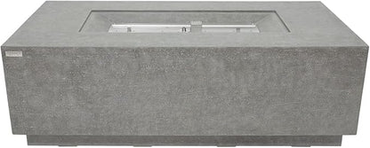 ELEMENTI Andes Propane Gas Fire Pit Table | Rectangular Concrete Fireplace with Concealed Propane Tank Storage Drawer | Electronic Ignition | Light Gray