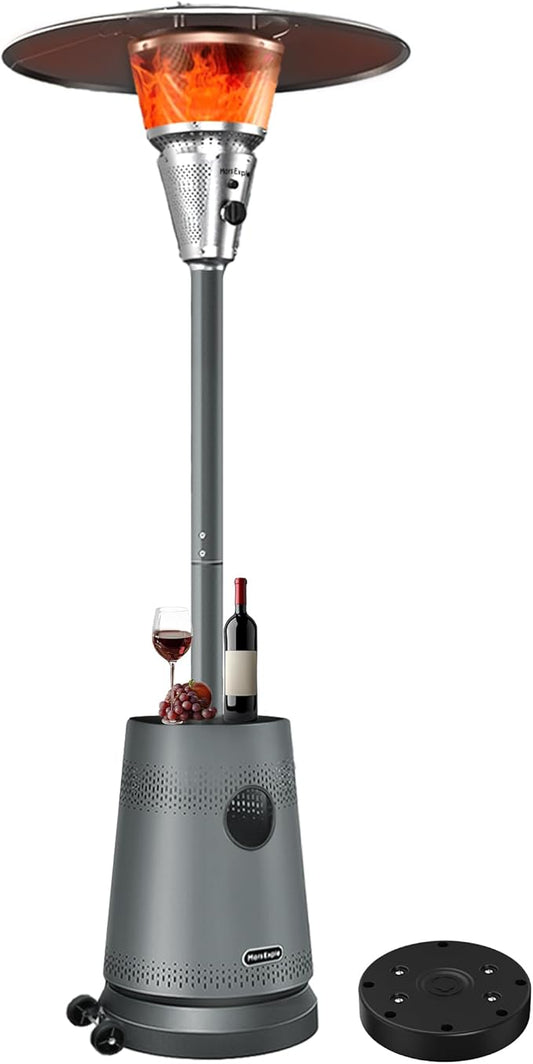 50,000 BTU Patio Heater for Outdoor Use, Portable Propane Patio Heater with Wheels, Stainless Steel Burner for Porch Deck Garden (Basic Grey)