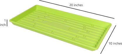 SUNPACK 10" x 20" Heavy Duty Shallow Plastic Seed Starting Tray, Lime Green, 1" - No Drainage Holes, Perfect for Greenhouses or Indoor Gardening