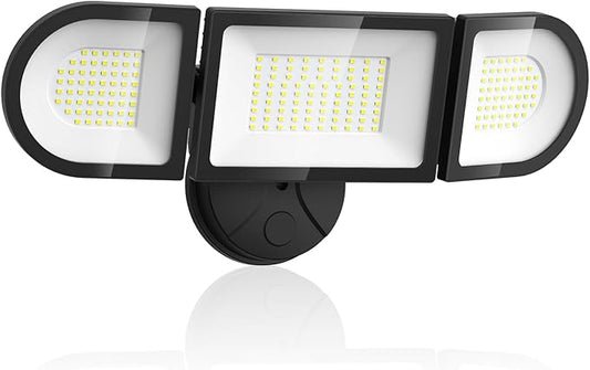 Olafus 130W Flood Lights Outdoor, 13000LM Super Bright LED Flood Light, IP65 Waterprooof Outdoor Flood Light Fixture, 3 Adjustable Heads, 6500K Exterior Security Lights for Yard, Garage, Black