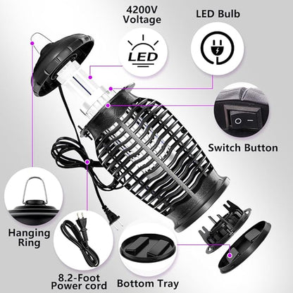 Bug Zapper Indoor Outdoor, 4200V Mosquito Zapper, 15W Fly Zapper, Mosquito Killer, Fly Traps, Flying Insects Zapper Indoor Outdoor,
