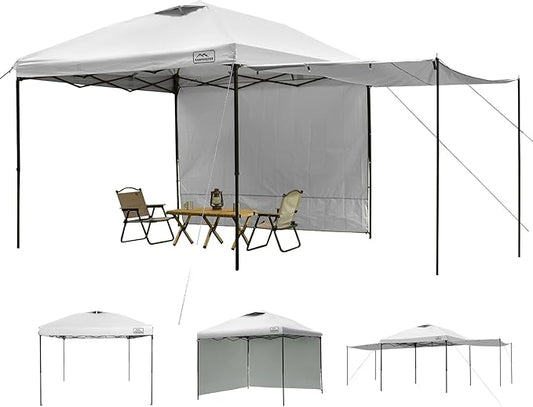 KAMPKEEPER 10x10 Easy Pop Up Canopy Tent with Sidewalls, Instant Outdoor Shade Shelter with Removable 10FT Sun Walls, Quick Setup Waterproof and UV-Resistant for Patio (White, 2 sidewall)