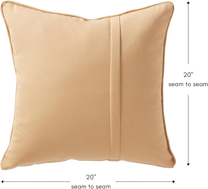 Greendale Home Fashions Sunbrella 20" Square Outdoor Throw Pillow with Removable Cover (Set of 2), Canvas Wheat 2 Count