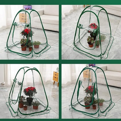 27.56" * 27.56" * 31.5" Greenhouses for Outdoors, Portable Greenhouse Kit with Side Windows, PE Cover, Backyard Garden Indoor Outside, Foldable, No Assembly Required