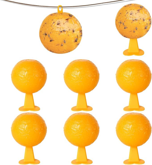 6 PCS Fly Trap Indoor Fly Sticky Ball, Hanging Fly Trap Outdoor Bug Gnat Trap Ball, Bug Catcher Ball for House Plants Kitchen Drain Yard Garden