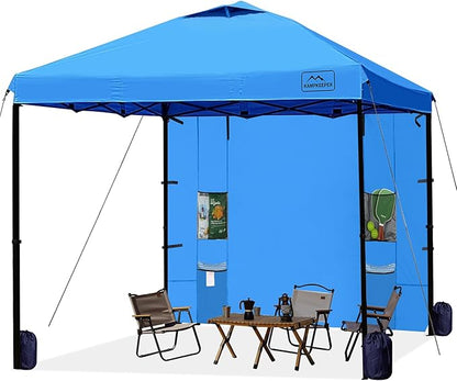 KAMPKEEPER 10x10 Easy Pop Up Canopy Tent with Sidewalls, Instant Outdoor Shade Shelter with Removable 10FT Sun Walls, Quick Setup Waterproof and UV-Resistant for Patio (Light Blue, 1 sidewall)