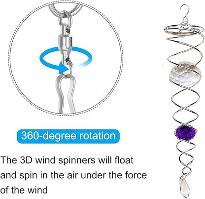 Decorative Spiral - 2024 New Gazing Ball Spiral Tail Wind Spinner Stabilizer, Spinfinity Designs Hanging Kinetic Wind Spinners Decorative Spiral Crystal Sun Catchers Rainbow Maker (Blue, 12in)