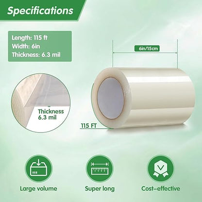 DGSL Greenhouse Repair Tapes, 6" x115' Greenhouses Cover Plastic Sheeting Tape, 6.3 mil Thickness Clear Greenhouse Plastic Tape for Seaming and Sealing