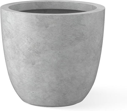 Kante 18 Inch Dia Round Concrete Planter, Indoor Outdoor Large Plant Pot with Drainage Hole and Rubber Plug for Home Patio Garden, Natural Concrete