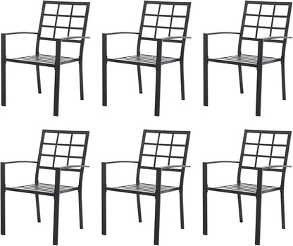 Outdoor Dining Chairs Set of 6, Aluminum Frame Stackable Patio Dining Chairs with Armrest, Wrought Iron Patio Bistro Chairs for Lawn, Backyard, Garden, Porch